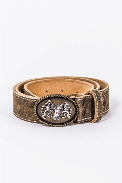 Men Trachten Belt Bayernwappen, antique light brown