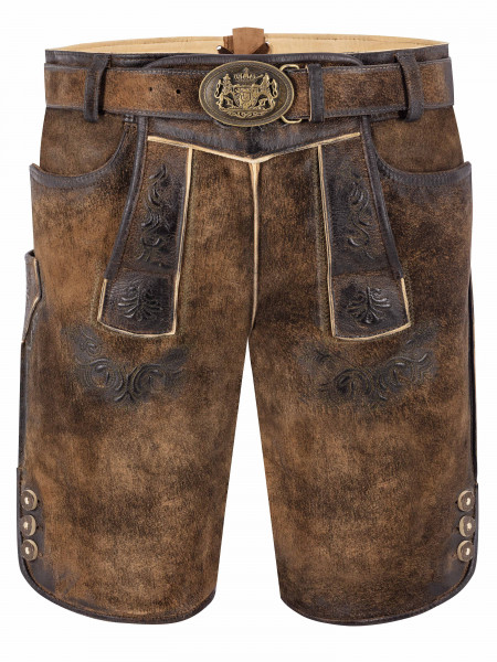 Kurze Lederhose Landkup, antik braun