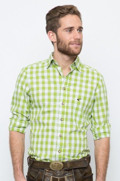 Trachten Shirt Nico, light green/white