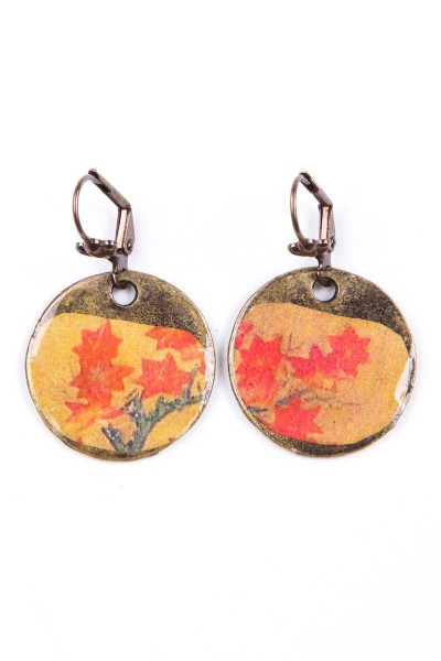 Trachtenohrschmuck Hibiskus, gold/rot