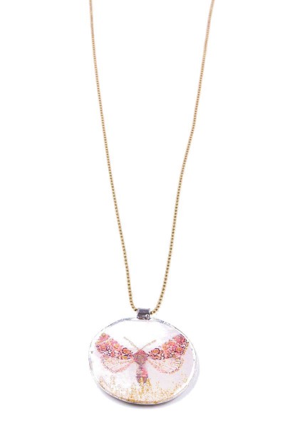 Trachtenkette Papillon, gold/weiß/rosa