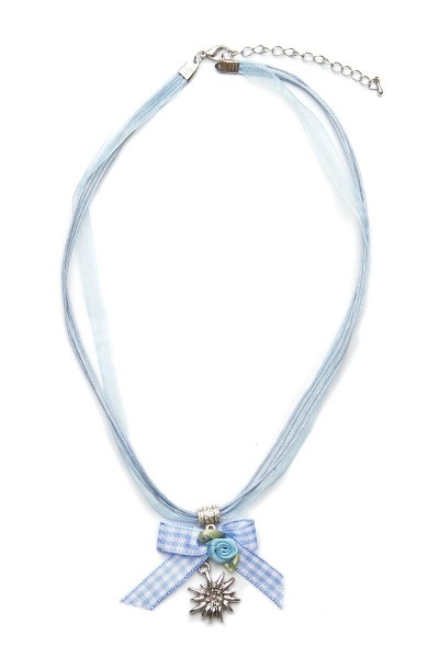 Trachtenkette Edelweiß mit Schleife, hellblau