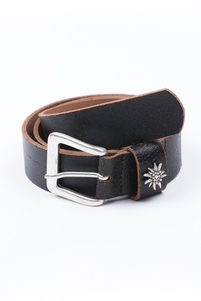 Men Trachten Belt Edelweiß small, dark brown