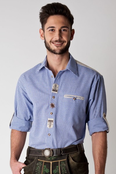 Trachten Shirt Frederik, blue white