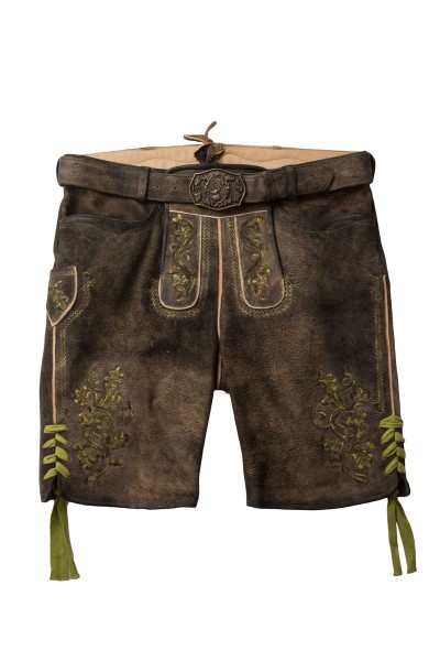 Trachten Lederhose Short Degenhard, brown/green