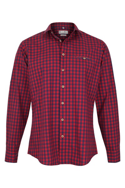 Trachten Shirt Lenny, red/dark blue