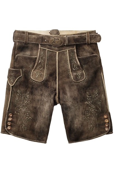 Trachten Lederhose Short Cedric, medium brown