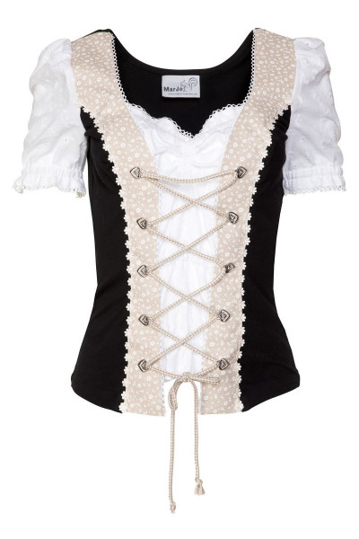 Trachtenbluse Ella Lynn, beige/schwarz