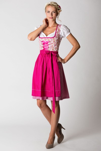 Mini Dirndl Annkathrin, beere/weiss