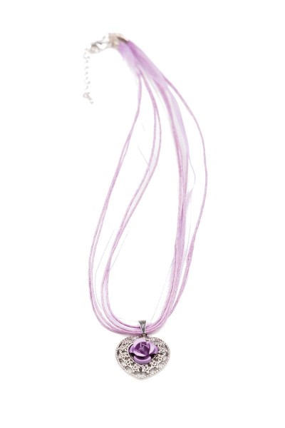 Trachtenkette Herz mit Rose, flieder