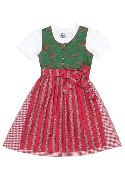 Kinderdirndl Jasmin, grün/rot