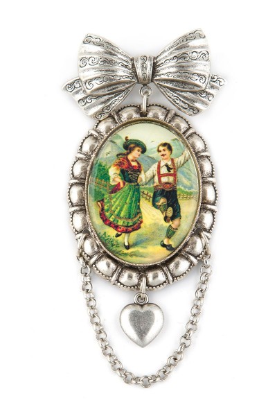 Trachten Anstecknadel Schleife, silber