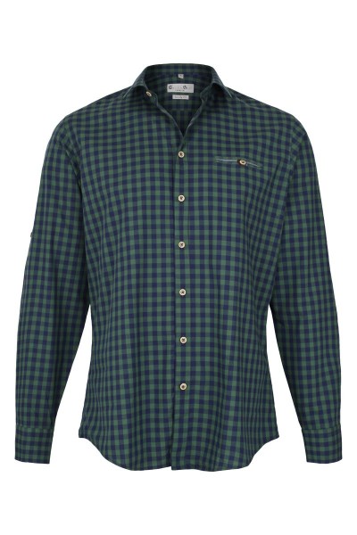 Trachten Shirt Lenny, green/dark blue