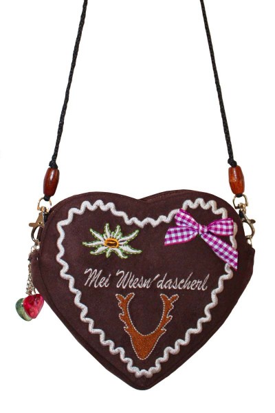 Trachten-Tasche Heidi, braun/pink