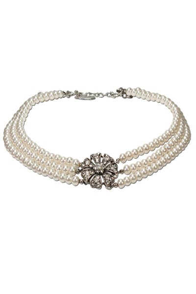 Perlencollier Jasmin, creme/weiß