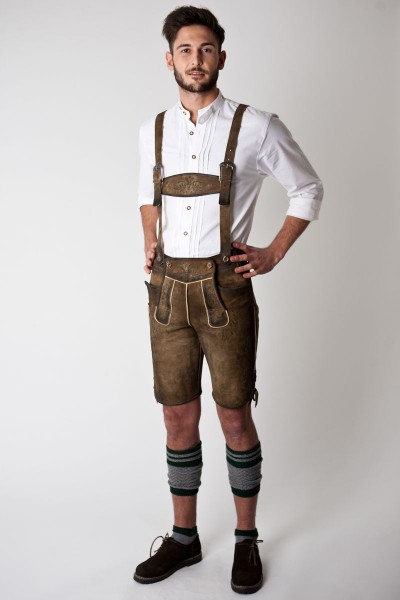 Trachtenlederhose Elias kurz, zimtbraun