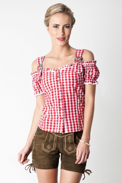 Trachten Blouse Ina, red/white