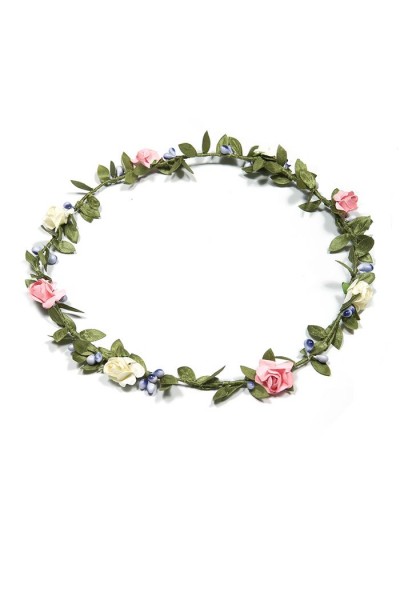 Trachtenhaarband Blümchentraum, weiß/rosa