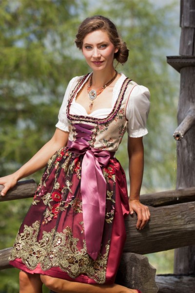 Trachten Dirndl Nala midi, beige/rot