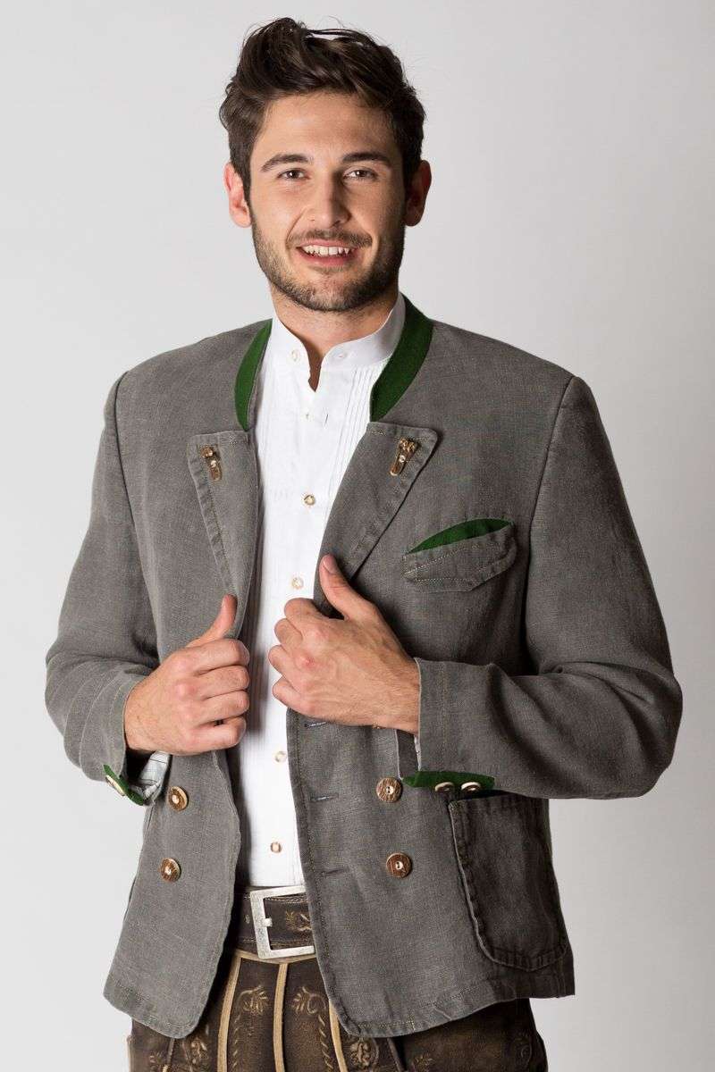 Grasegger Trachtenjacke Diridari Obolus Anthrazit - Loden Mit Hirschhornknöpfen