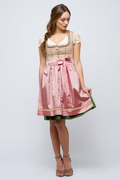 Mini Dirndl Tinchen, creme/grün/rosa