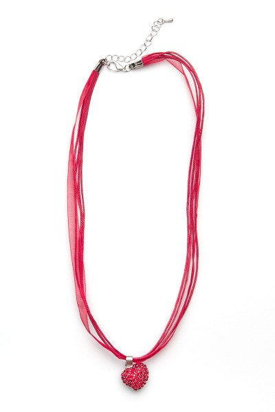 Trachtenkette kleines Herz mit Strass, rot