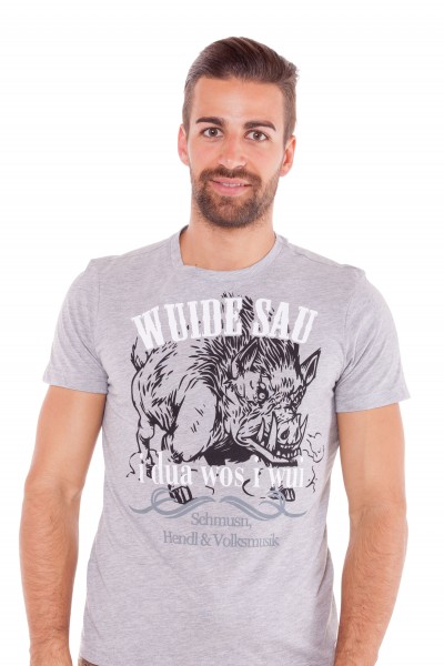 Herren Trachten Shirt Anton, grau