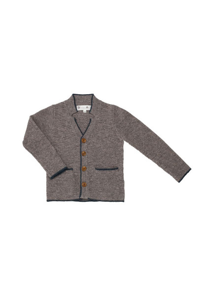 Kinder Trachtenstrickjacke Elias, hellgrau/cobalt