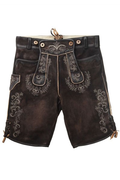 Trachten Lederhose Short Alfons, dark brown