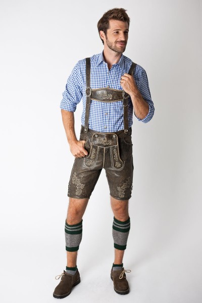 Trachtenlederhose Bastian kurz, antik braun