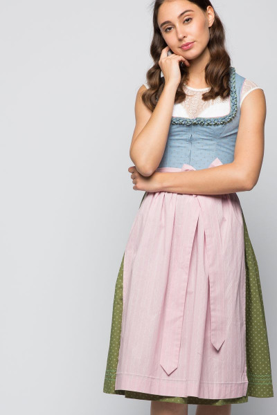 Midi Dirndl Rita, milchblau/hellrosa