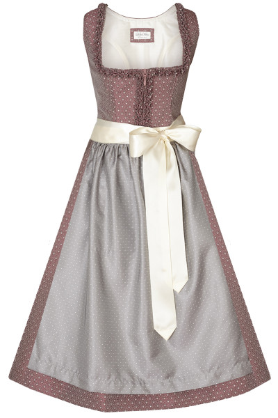 Midi Dirndl Neuhausen Splash, zartrot/grau