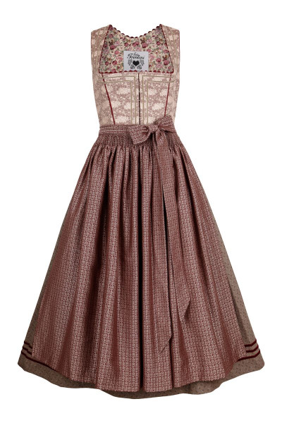 Midi Dirndl Reserl, light taupe/dark red