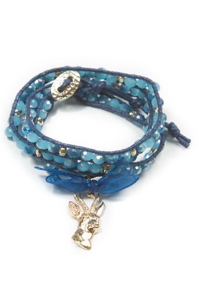 Trachten Wickelarmband "Hirscherl", blau