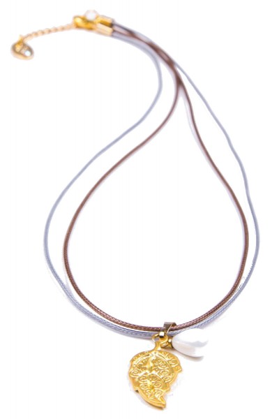 Trachtenkette mit vergoldetem Blatt, gold