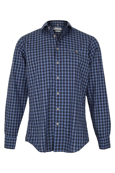 Trachten Shirt Lenny, blue/dark blue