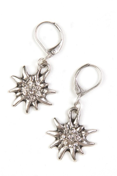 Trachtenohrringe Edelweiß, silber/weiß