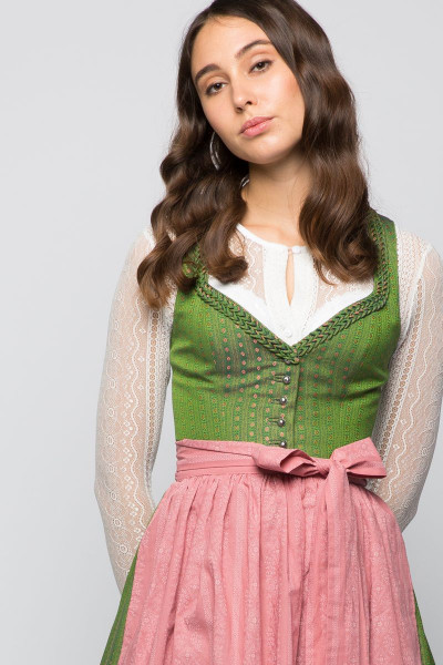 Midi Dirndl Luise, grasgrün/lachs