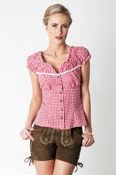 Trachten Blouse Nelly, red/white