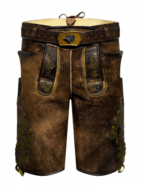 Kurze Lederhose Johann, tabak,speckig