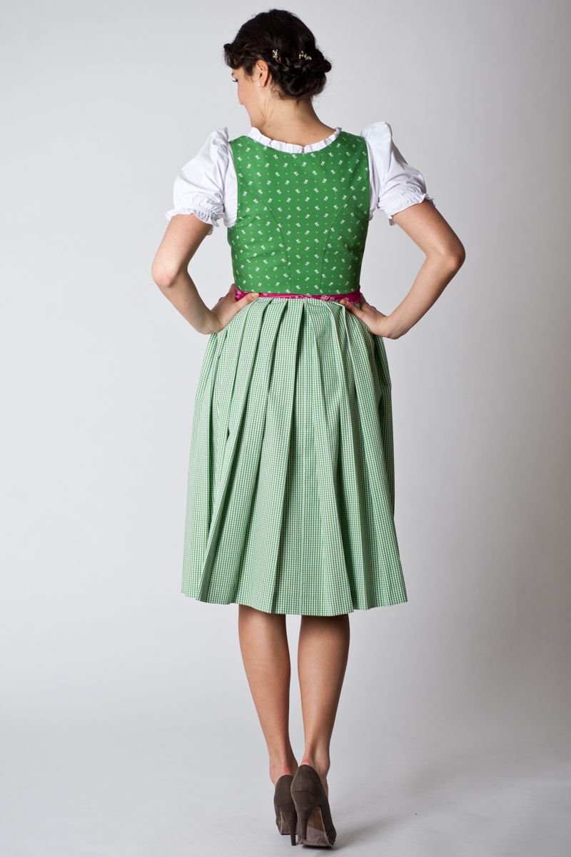 Green Isar-Trachten Girls Dirndl Green Berry with Blouse