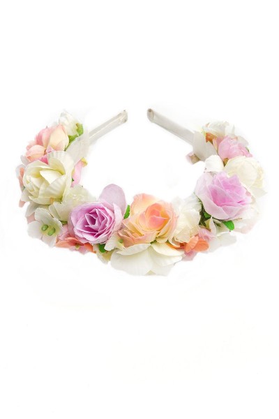 Trachten Haarreif Blütenwunder, weiß/apricot/rosa