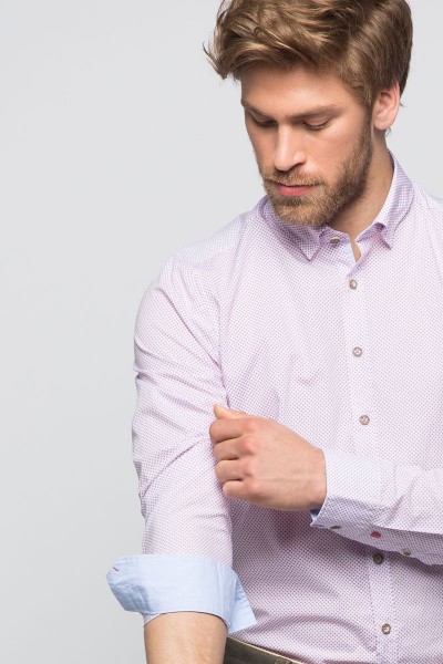 Trachten Shirt Maxim, white/lilac