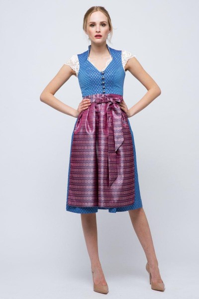 Midi Dirndl Paula, blau/rot